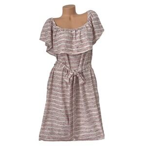 Lane Bryant Womens Size 26 28 Plus Off Shoulder 4-Way Striped Dress Belted Midi